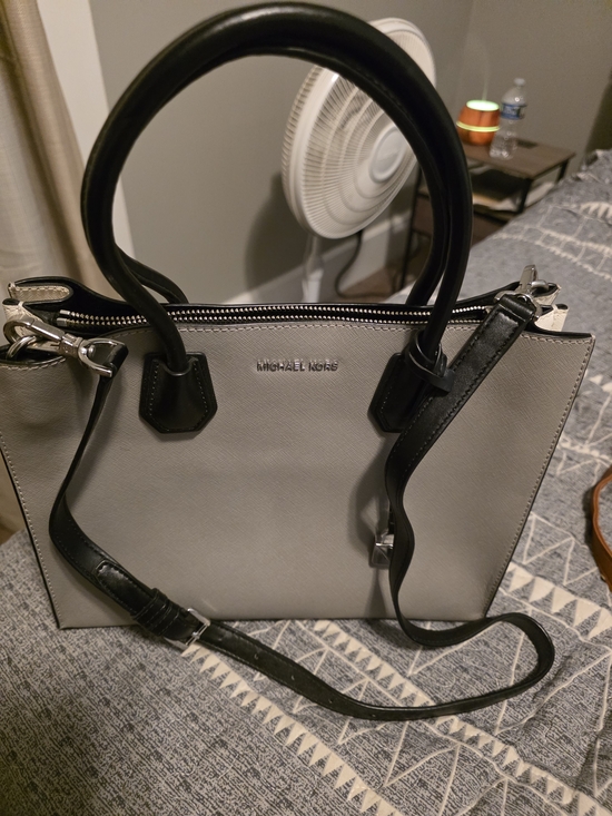 Michael Kors Handbags - Michael Kors Gray Satchel with Black Trim and Straps